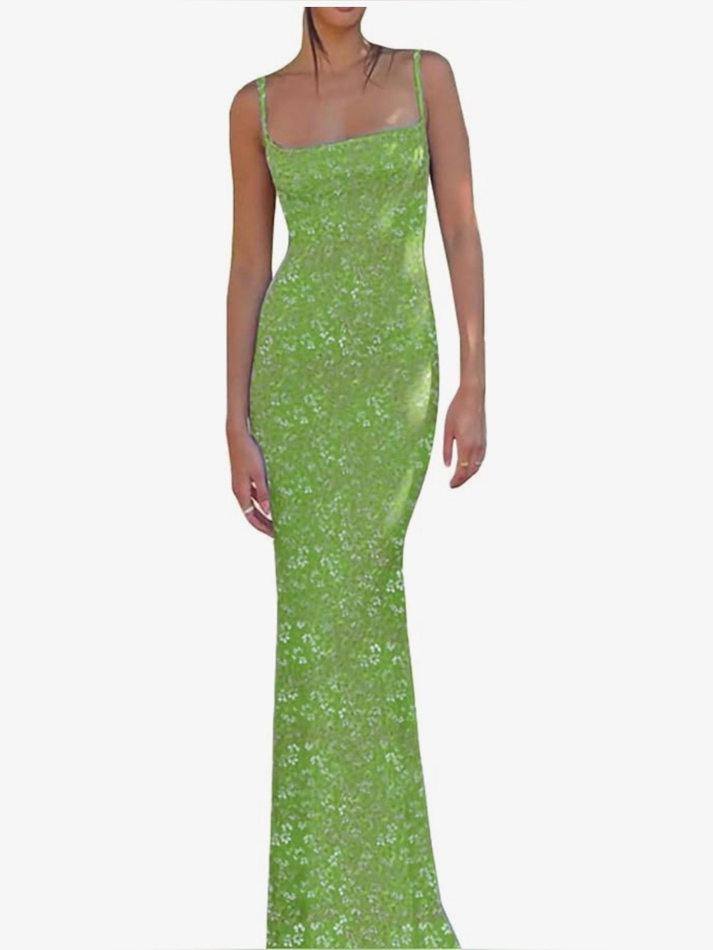 Green Floral Maxi Dress open back silky and sexy pastel XS